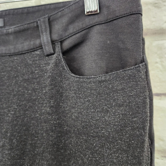Eileen Fisher Slim Leg Knit Pants Black Dark Gray Panel Mixed Media Size 12 - Picture 3 of 14